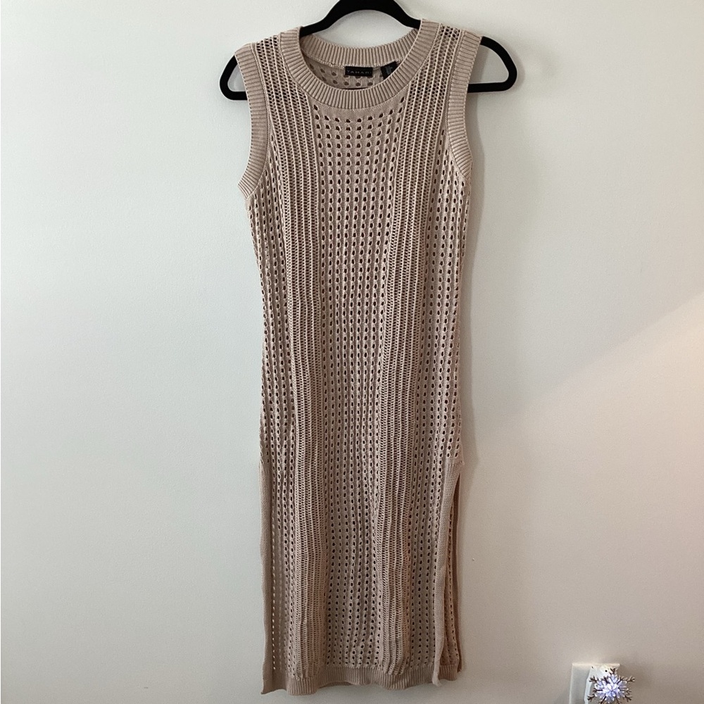 NWOT Tahari Sleeveless Open-Knit Swim Coverup Dress